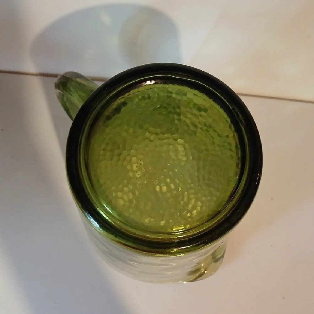 Vintage Hazel Atlas Eldorado Green Glass Pitcher Coin Dot
